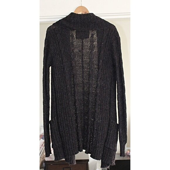 All Saints Jack's Place Flex Knit Alpaca Cardigan, Black - sz 12 - Picture 2 of 7